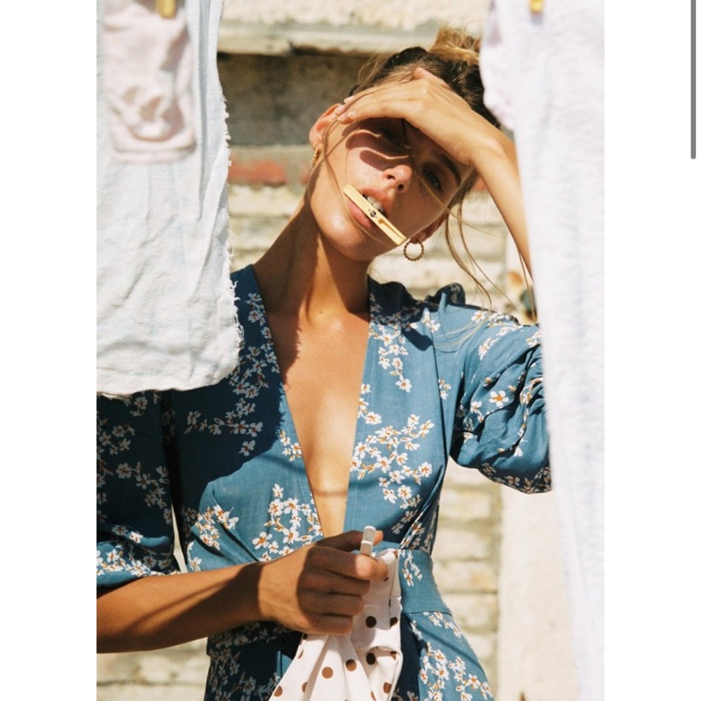 Faithfull the Brand Chloe Dress in Cornflower Blue